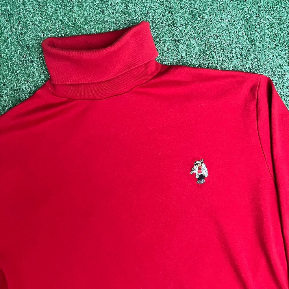 Vintage Polo Ralph Lauren Ski Bear Turtleneck Long Sleeve Shirt Red Medium Knit